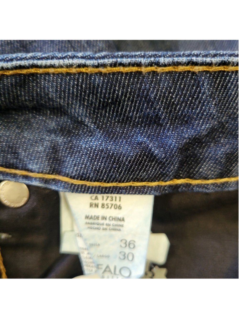 Buffalo David Bitton Straight Six Jeans 36/30 Blue Stretch Button Fly Straight - Picture 10 of 10